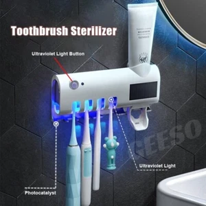 Toothbrush Holder Light Sterilizer Cleaner Automatic Toothpaste Dispenser UV - Picture 1 of 12