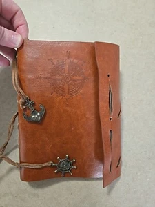 Vintage Stil Kunstleder Journal Tagebuch Kompass Anker Charm braun - Bild 1 von 7
