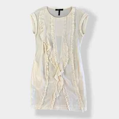 BCBG MAXAZRIA Woven 100% Silk Ruffled Dress in color Chalk Size XS - Image 1 of 4