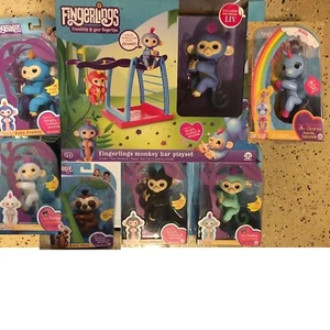 7 Fingerlings : Monkeys + Unicorn + Sloth + Monkey Bar Playset WowWee authentic - Picture 1 of 8