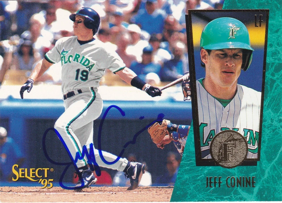 Tarjeta firmada por Jeff Conine Miami Marlins Royals Philadelphia Phillies Reds Orioles Foto 1 de 1