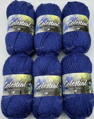 King Cole Celestial Glittery Super Chunky Yarn Wool 6x100g Balls - 5623 Mercury - Image 1 of 4