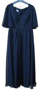 JJ'S HOUSE MARINEBLAUES LANGES KLEID BRAUTMUTTER/BRÄUTIGAM DAMEN GRÖSSE 36 BRUSTUMFANG 32 TAILLE - Bild 1 von 8