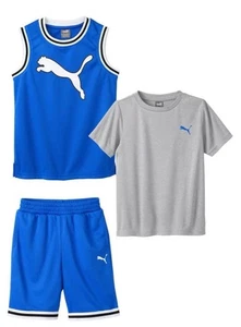 Puma Kinder 3-teiliges Set Jungen Größe 4T blau schwarz Tank Top T-Shirt Shorts Outfit - Bild 1 von 5