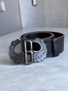 Dirk Bikkembergs Leather Belt Black Men’s Vintage Big Buckle Avantgarde Y2K - Picture 1 of 14