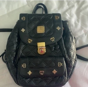 MCM Backpack Bag small Black Leather Quilted - Picture 1 of 10