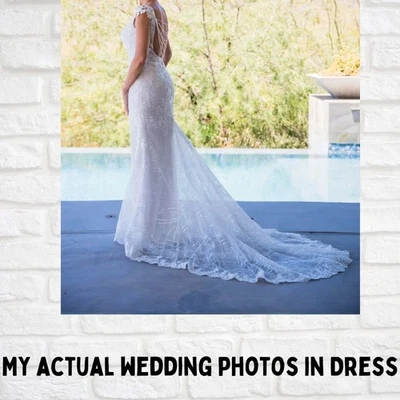 Vestido de novia Galina Signature SWG884 funda encaje cuentas talla 6 Foto 1 de 4