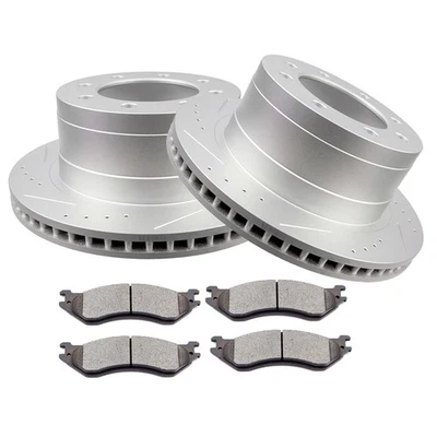 For 2003 - 2008 Dodge Ram 2500 3500 Rear Drilled Brake Rotor Ceramic Brakes Pads - Изображение 1 из 4