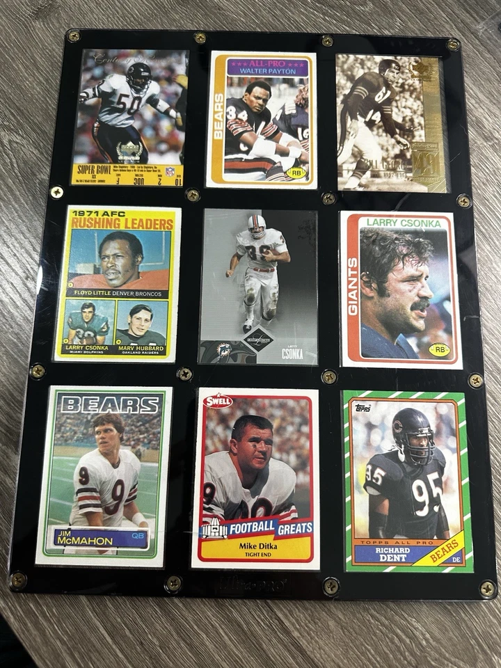 Lote de tarjetas de fútbol americano de los Chicago Bears Walt Payton Mike Ditka Jim McMahon Richard Dent Foto 1 de 2