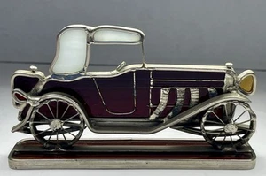 Vintage Handmade Amber Glass Stained Metal Antique Car Sculpture HotRod Art Deco - Picture 1 of 23