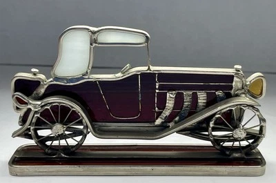 Vintage Handmade Amber Glass Stained Metal Antique Car Sculpture HotRod Art Deco - Image 1 of 4