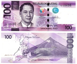 2019 Philippine NGC Series 100 Pesos Banknote UNC Fancy Serial LADDER 123456 UNC - Picture 1 of 5