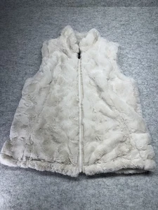 Nicole Miller Vest Womens Medium White Reversible Faux Fur Quilted Cozy Winter - Picture 1 of 6