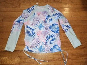Grace Karin Girls Sz 12 Floral Colorful Rash Guard Swim Top Shirt Long Sleeve - Picture 1 of 1