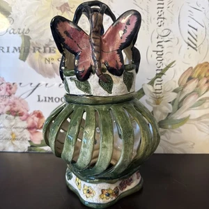 "Soporte de luz de té decoración mariposa de colección pintado a mano Mcm Y2k brezo 2000 11""" - Imagen 1 de 8