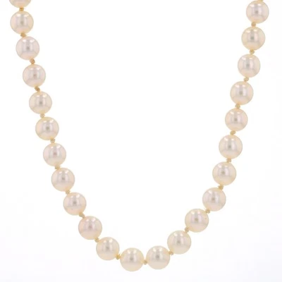 Yellow Gold Cultured Pearl Knotted Strand Necklace 32 3/4" - 14k - Image 1 of 4