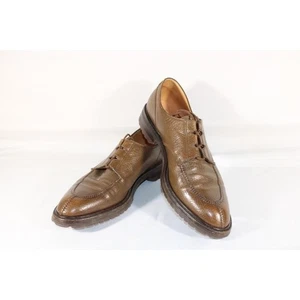 Wilkes Bashford Brown Pebble Grain Leather Shoes Men's 10.5 Dress Oxfords - Picture 1 of 5