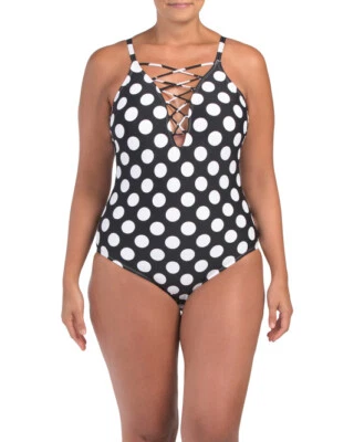 Traje de baño de una pieza con cordones LA BLANCA Plus Dot (talla 16W) Foto 1 de 2