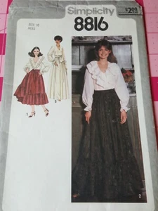 Vintage Simplicity Pattern 8816 Ruffle Blouse Maxi Skirts Hippie Era Size 10 FF - Picture 1 of 7