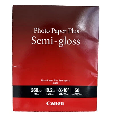 Canon Photo Paper Plus Semi-Gloss 8" x 10" 50 Sheets SG-201 8X10 - Image 1 of 3