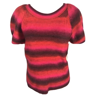 Suéter Top Universal Thread Para Mujer XS Rojo Rosa Rayas Manga Abullonada Difuso Nuevo Foto 1 de 4