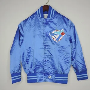 Toronto Blue Jays Shain Canada Satin Bomber Jacket Boys Small Snap MLB Baseball - Picture 1 of 9