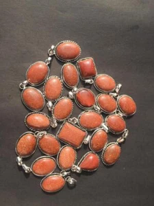 Amazing Sunstone Gemstone 925 Sterling Silver Plated Handmade Fancy Pendant Lot - Picture 1 of 3