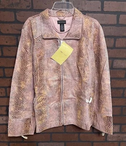Dialogue Washable Python Embossed Ultra Suede Pink Jacket Size 3X - Picture 1 of 4