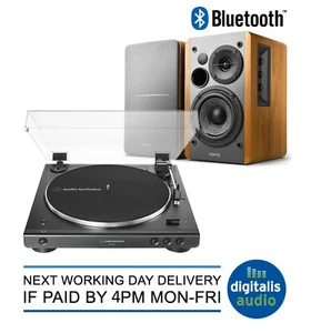 Audio-Technica Bluetooth AT-LP60XBT Turntable and Edifier R1280DB Maple Speakers - Picture 1 of 16