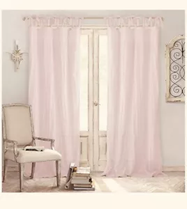 Elrene Home Fashions Semi-sheer Adjustable Tie Top Window Panel 52x108 Blush - Picture 1 of 6