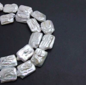 Natural 15*20mm Rectangle White Pearl Loose Beads for Jewelry Making Strand 14'' - Picture 1 of 7