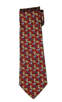 Corbata de seda italiana Salvatore Ferragamo roja amarilla azul verde Foto 1 de 2