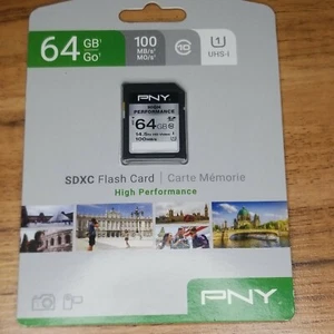 PNY High Performance SDXC 64 GB Memory Card - UHS-I U1/Class 10 P-SDXC64GU185-GE - Picture 1 of 1