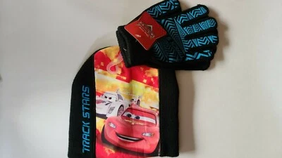 汽车帽子手套套装 2 件套男孩寒冷天气针织黑色田径明星 McQueen 全新 — 第 1/2 张图片