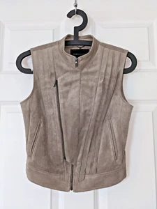BCBG MAXAZRIA Sz. XS - Asymmetrical Gray Suede Moto Vest Fully Lined - Picture 1 of 15