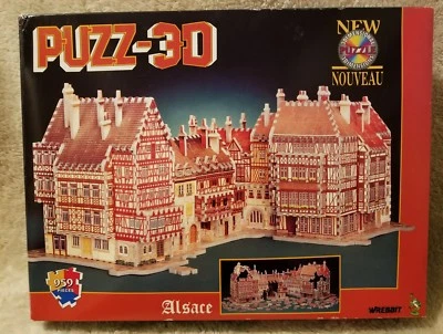 Vintage Wrebbit Puzz-3D French Town Architecture Alsace 959 Piece Puzzle - Image 1 of 4