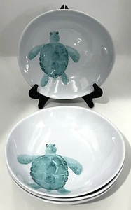 4 Sigrid Olsen Aqua Grün Strukturiert Meeresschildkröte Melamin Suppe Müslischale 7,5" - Bild 1 von 10