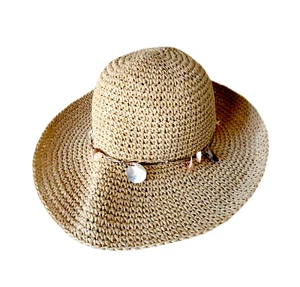 Womens Summer Paper Straw Hat FOLDABLE Ladies Wide Brim PACKABLE Beach Sun Hat - Picture 1 of 10
