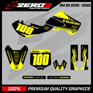 Kit de gráficos personalizado MX: SUZUKI RM65 2003 - 2005 - BLOQUE NEGRO/AMARILLO - Imagen 1 de 6