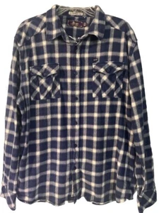 AKOO Men’s Long Sleeve Blue Plaid Shirt Size 2XL “1946 Blood Sweat & Tears” ACFL - Picture 1 of 20