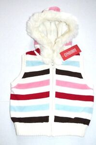 NWT Gymboree Girl WINTER SNOWFLAKE Faux Fur Hooded Striped Sweater XS 3-4 