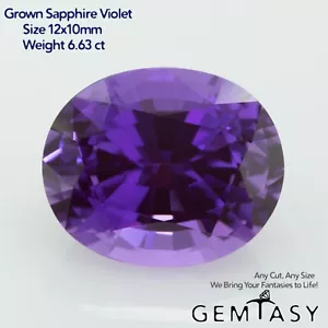 Cut stone - Sapphire Violet Czochralski (Pulled) lab grown, facet 12x10mm 6.63ct - Picture 1 of 4