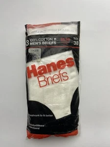 Vintage New Old Stock Hanes Preshrunk Baumwolle 1987 Slips Unterwäsche Herren 3 Stück 38 - Bild 1 von 3