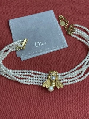 Christian Dior Gold Finished Housefly Shaped Beaded Necklace - Image 1 of 4