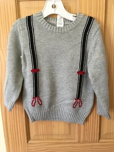 NWT Gymboree Boy Suspender Sweater Pullover Gray Toddler Outlet 2T - Picture 1 of 1
