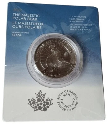 Kanada 5 Dollars 1 Oz Silber Polarbär (Eisbär) 2022 im Blister - Bild 1 von 2