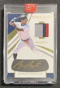 2018 Panini Immaculate Byron Buxton 3 Color Eye Black Patch Auto Gold Twins /15 - Bild 1 von 2