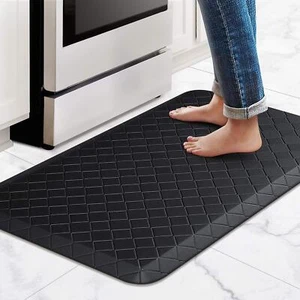 Floor Mat Cushioned Anti-Fatigue ,17.3"x28",Thick Waterproof Non-Slip Mats,Black - Picture 1 of 7