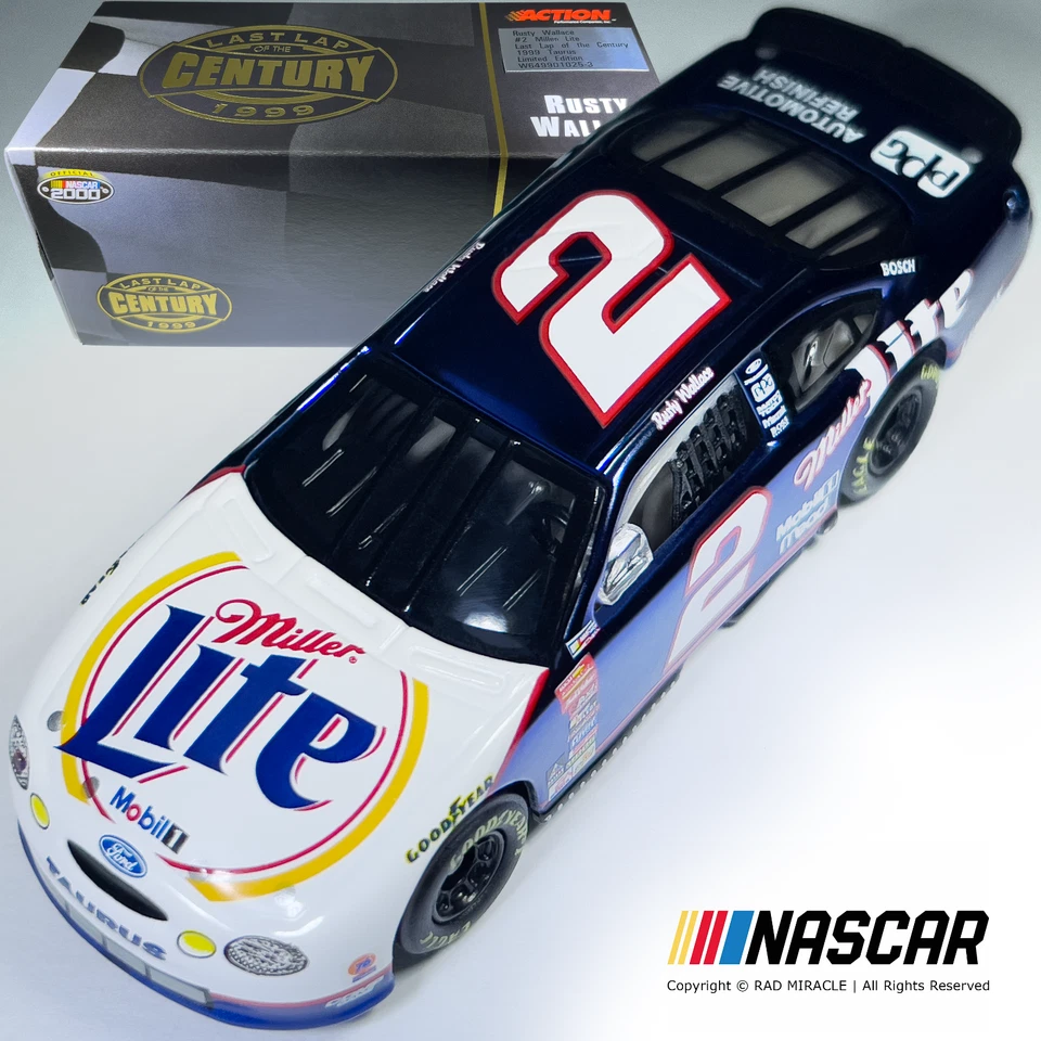 COCHE PREMIUM! NASCAR 1999 1:64 MILLER LITE 2 FORD TAURUS OXIDADO WALLACE Foto 1 de 1