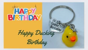 Happy Birthday Cute rubber ducky letter box keychain ring - Picture 1 of 8